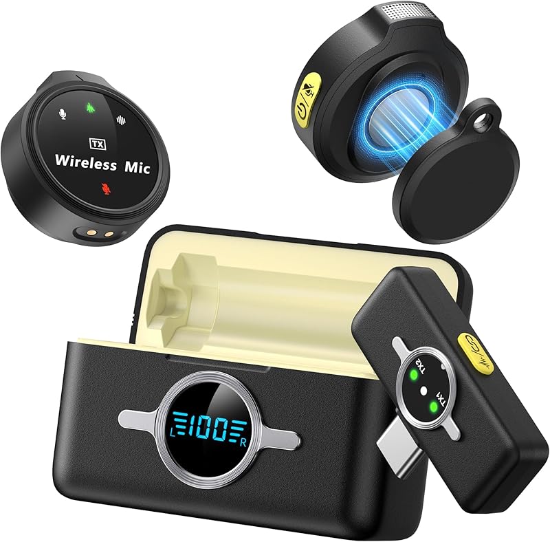 Wootetil Wireless Lavalier Microphone Plug Play Cancellation